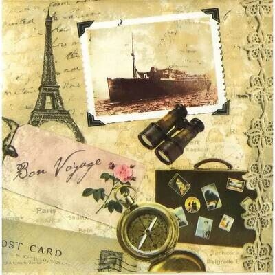 Decoupage Paper Napkins - Vintage - Bon Voyage Cream