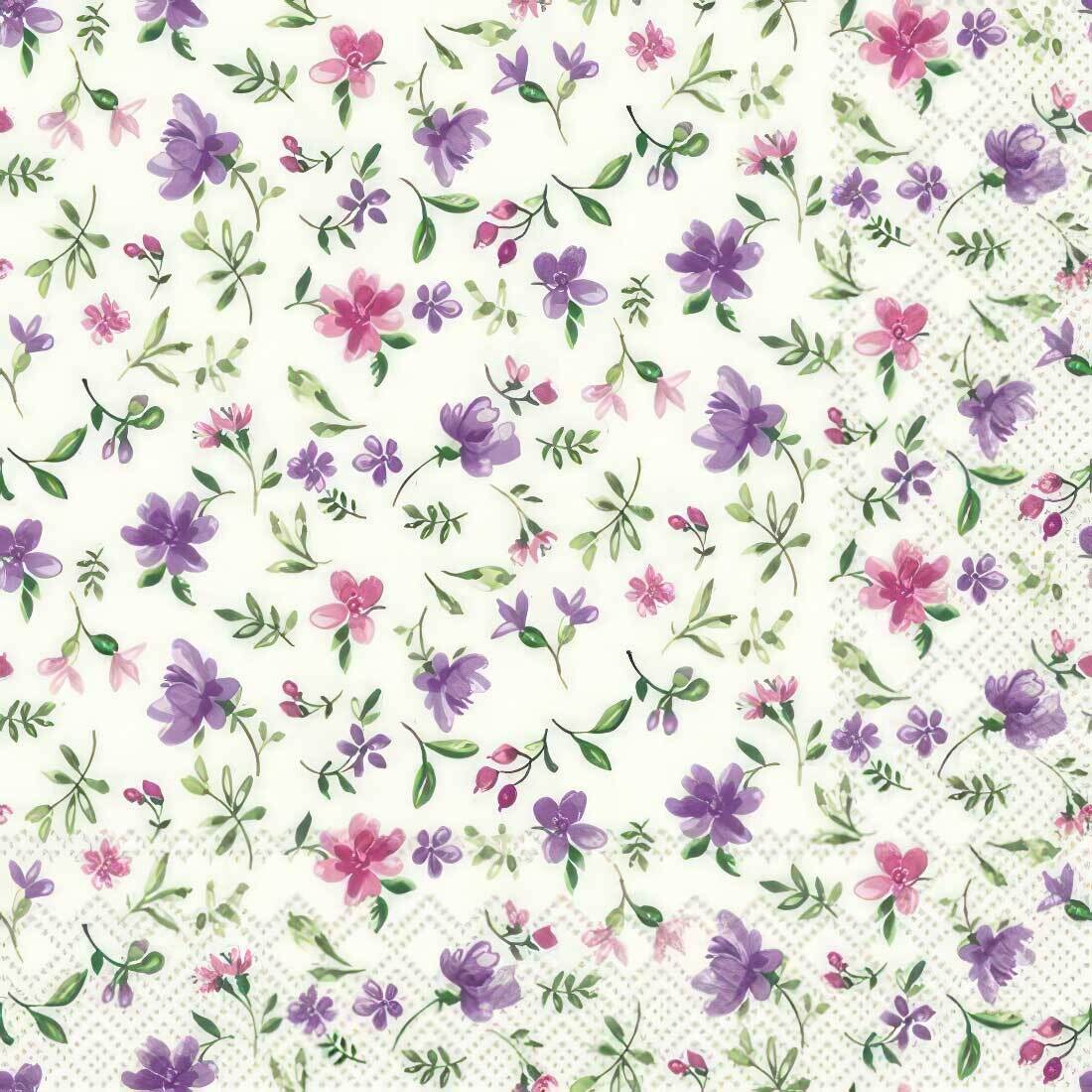 Decoupage Paper Napkins - Floral - Fleurs Violet Pink