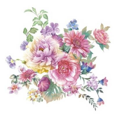 Decoupage Paper Napkins - Floral - Watercolour Flowers Arrangement