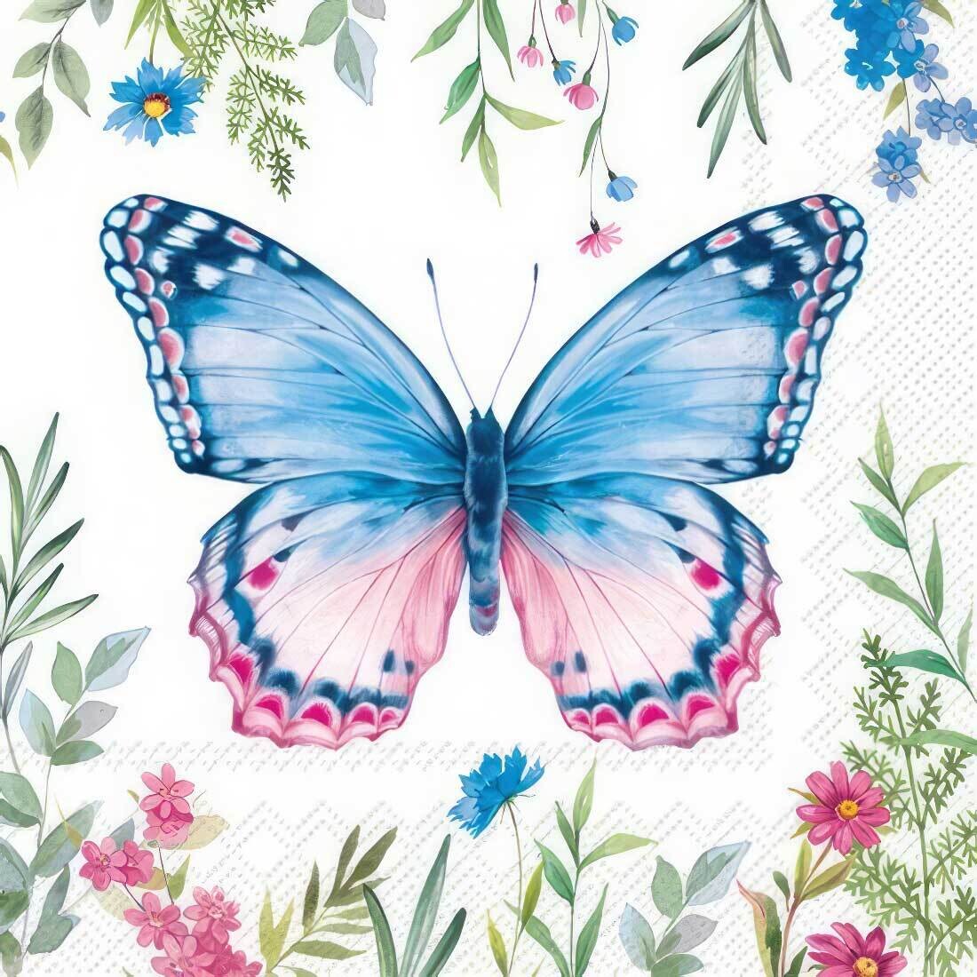 Decoupage Paper Napkins - Butterflies - Ylvie Blue Pink