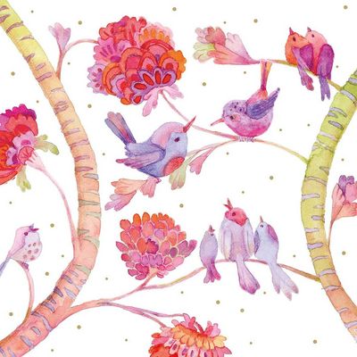Decoupage Paper Napkins - Bird - Bird Pastel

Elevate your crafting projects with our Decoupage Paper Napkin. Featuring a delightful watercolor design, this napkin showcases an array of vibrant, pastel-colored birds perched on whimsical branches adorned with blooming flowers. The intricate details and soft hues of red, pink, purple, and orange create a captivating and lively scene, perfect for adding a touch of nature-inspired elegance to any decoupage or DIY project.