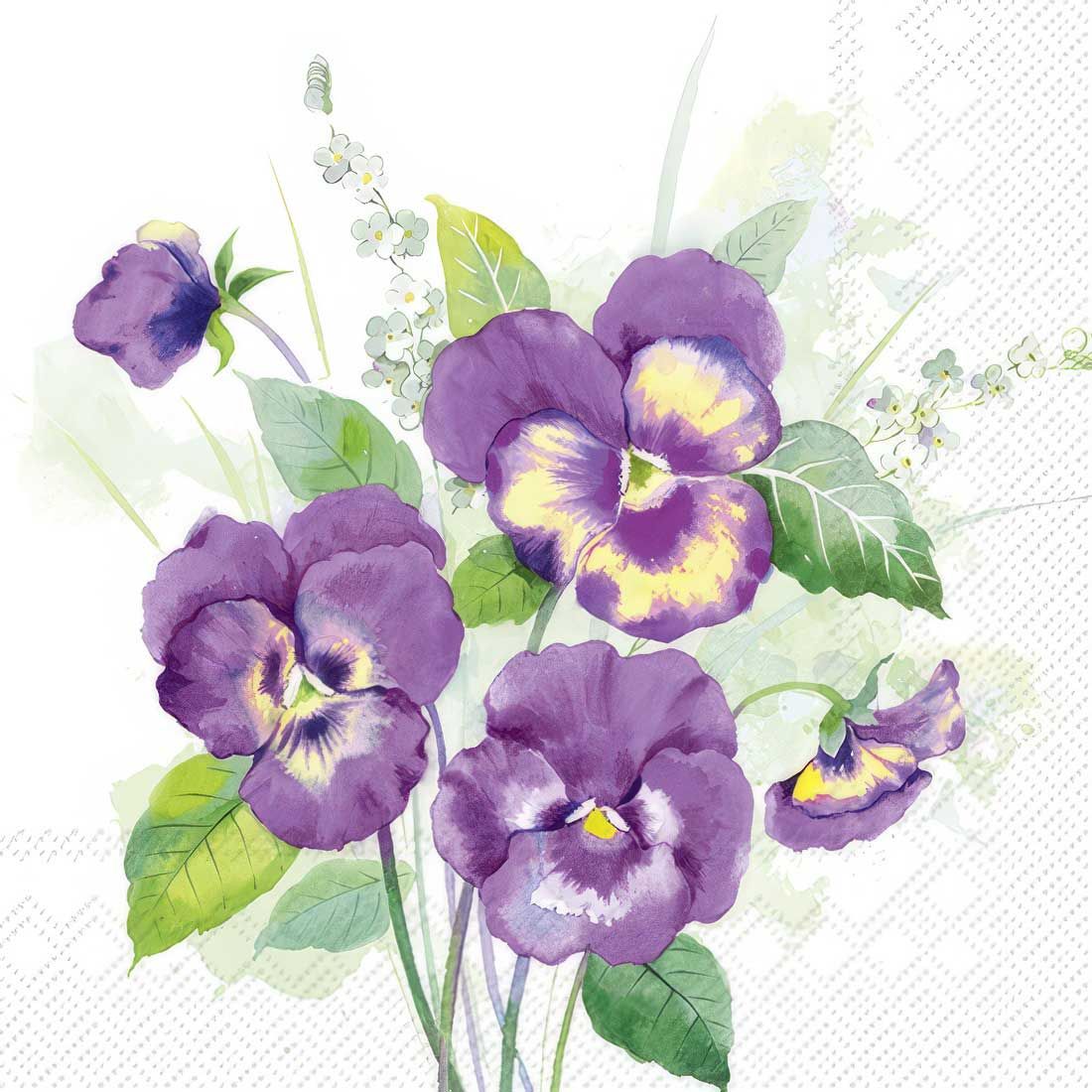 Decoupage Paper Napkins - Floral - Pansies Bouquet Purple (1 Sheet)