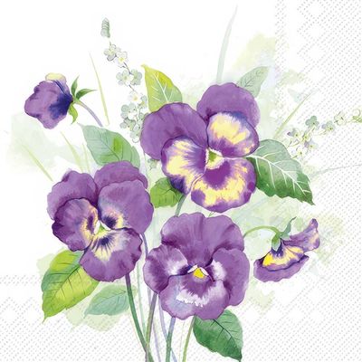 Decoupage Paper Napkins - Floral - Pansies Bouquet Purple (1 Sheet)