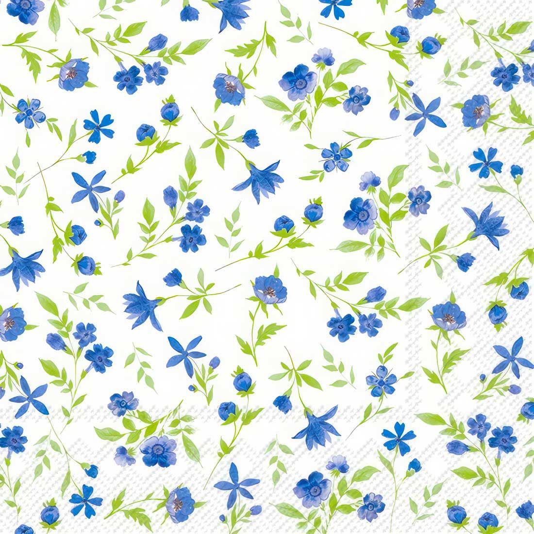 Decoupage Paper Napkins - Floral - Happy Flowers Blue

Add a touch of elegance and charm to your next craft project with this beautiful decoupage paper napkin. Featuring a delicate pattern of blue flowers with lush green leaves set against a crisp white background, this napkin exudes a sense of fresh, floral beauty. Perfect for spring and summer gatherings, DIY crafts, or decorative purposes, the intricate floral design and vibrant colors will bring a delightful, natural feel to any setting. Ideal for decoupage enthusiasts, this napkin is a wonderful choice for adding a touch of nature-inspired artistry to your creations.