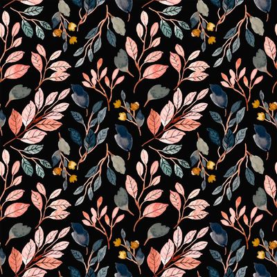 Decoupage Paper Napkins - Floral - Dark Floral Pattern

This decoupage paper napkin features a beautifully intricate dark floral pattern. The design showcases an array of watercolor-style leaves in shades of peach, blue, and gray, set against a deep black background. Interspersed among the leaves are small, delicate yellow flowers, adding a touch of brightness to the overall design. The artistic and elegant nature of this pattern makes it perfect for enhancing a variety of craft projects, from scrapbooking to card making.