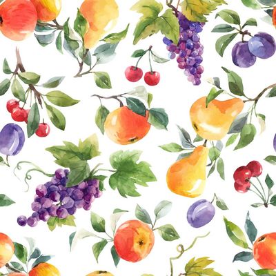 Decoupage Paper Napkins - Food &amp; Drinks - Sweet Fruits

This vibrant decoupage paper napkin features a delightful pattern of various fruits rendered in a charming watercolor style. Apples, pears, grapes, cherries, and plums are scattered across the design, each depicted in bright and natural hues that capture the freshness and juiciness of the fruits. The green leaves and stems add a touch of lushness, enhancing the overall appeal. This napkin is perfect for adding a cheerful and lively touch to any craft project or simply bringing a bit of nature&#39;s bounty into your home decor.