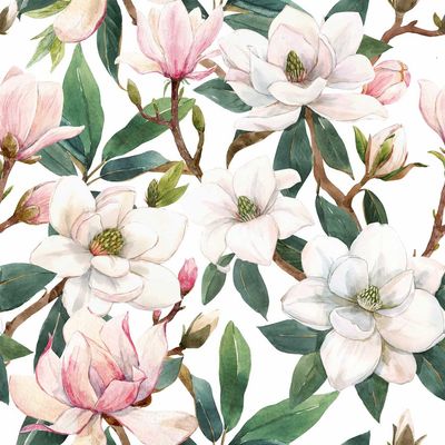 Decoupage Paper Napkins - Floral - Magnolia

This decoupage paper napkin features a beautiful and elegant magnolia floral design on a pristine white background. The pattern showcases magnolia blossoms in various stages of bloom, from delicate pink buds to fully opened white and pink flowers. The realistic detailing and soft, natural colors of the magnolias, along with the lush green leaves, create a serene and sophisticated look. This napkin is ideal for enhancing any craft project with a touch of natural elegance and beauty.