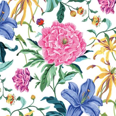 Decoupage Paper Napkins - Floral - Peonia

This decoupage paper napkin showcases a vibrant and colorful floral design, perfect for adding a touch of elegance and nature to any craft project. The design features a stunning array of blooming flowers, including a prominent pink peony at the center, surrounded by yellow lilies, blue irises, and various smaller blossoms. The lush greenery and intricate details create a lively and enchanting pattern, making it an ideal choice for decorating and enhancing any artistic creation.