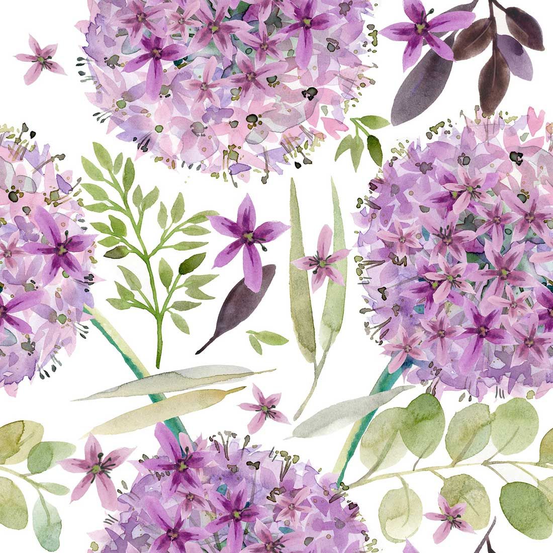 Decoupage Paper Napkins - Floral - Purple Vintage Flowers

This paper napkin features a beautiful watercolor design of vintage-style purple flowers. The delicate, hand-painted blooms are accompanied by green foliage and various shades of leaves, creating a soft and elegant floral pattern. Perfect for adding a touch of charm and sophistication to any project, this napkin combines artistic beauty with practical functionality.
