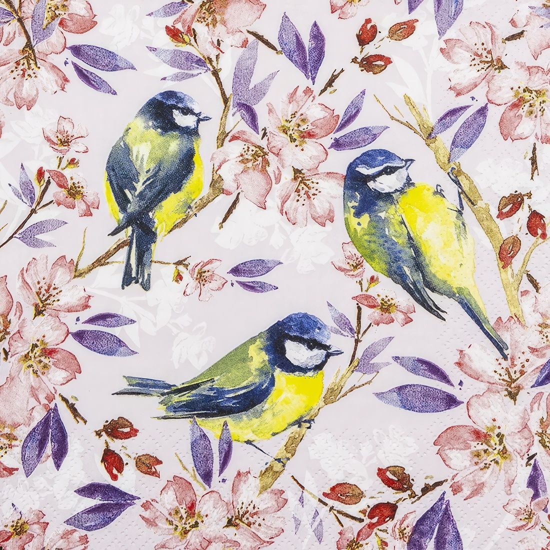 Decoupage Paper Napkins - Bird - Blue Tits (1 Sheet)