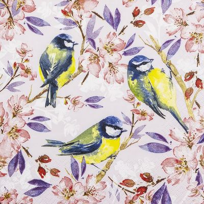 Decoupage Paper Napkins - Bird - Blue Tits (1 Sheet)