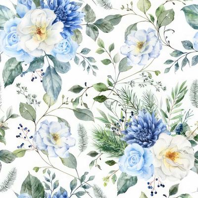 Decoupage Paper Napkins - Floral - Winter Florals

This decoupage paper napkin features a delightful winter floral theme, showcasing soft blue and white roses, chrysanthemum blooms, and lush greenery. The delicate arrangement of flowers is paired with various leaves, pine branches, and berry sprigs, giving the design a fresh and natural look. The subtle use of cool tones, from the pale blues to the muted greens, evokes a sense of calm and elegance, perfect for winter or holiday-themed projects. This napkin is ideal for adding a serene and sophisticated touch to crafts, decorations, or seasonal table settings.
