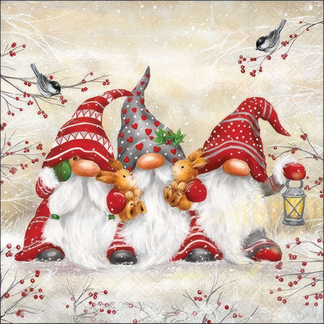 Decoupage Paper Napkins - Christmas/Xmas - Three Dwarfs    (1 Sheet)