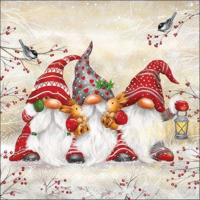 Decoupage Paper Napkins - Christmas/Xmas - Three Dwarfs    (1 Sheet)