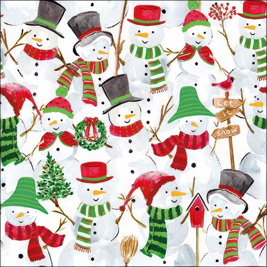 Decoupage Paper Napkins - Christmas/Xmas - Snowman Party   (1 Sheet)