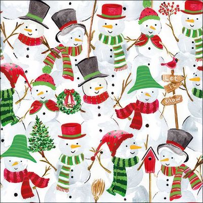 Decoupage Paper Napkins - Christmas/Xmas - Snowman Party   (1 Sheet)