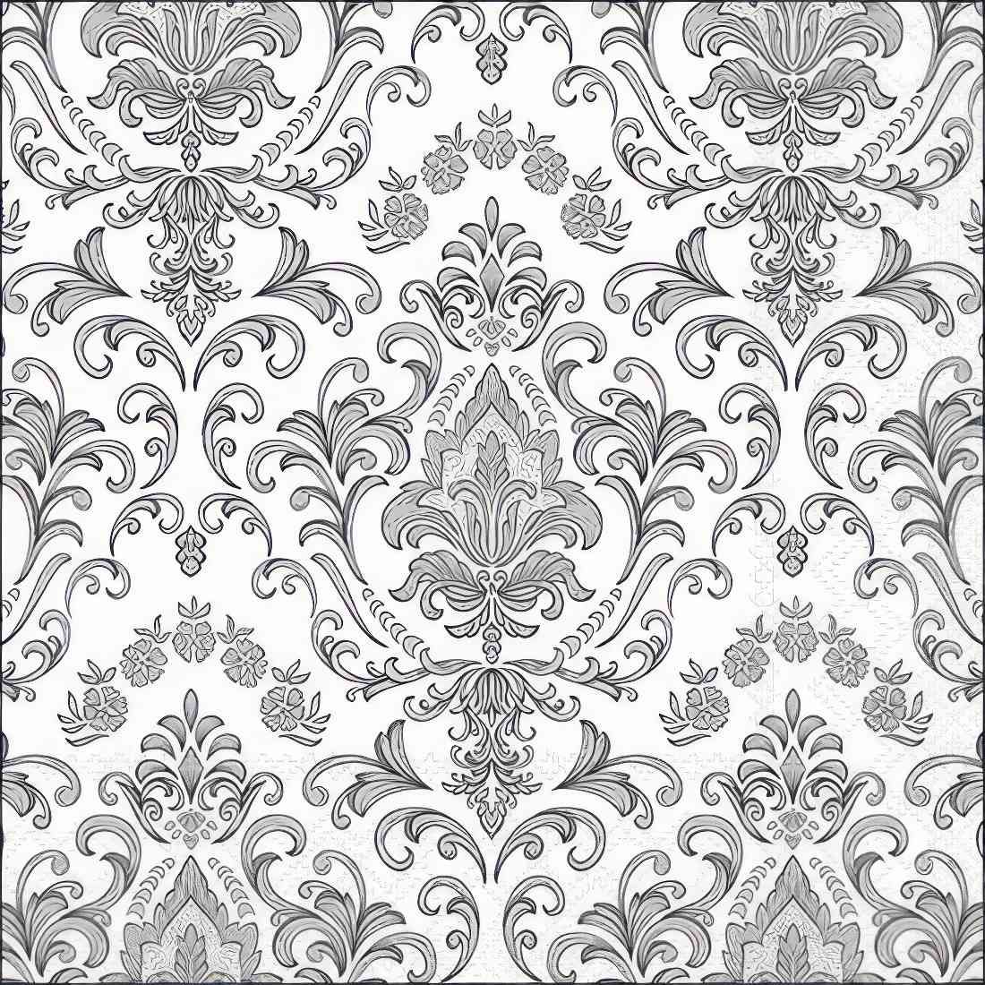 Decoupage Paper Napkins - Pattern - Baroque Ornament Silver

This decoupage paper napkin features an elegant and intricate Baroque-style design in a silver and white color scheme. The symmetrical pattern showcases ornate floral and scroll motifs, exuding sophistication and timeless charm. The delicate detailing adds a luxurious touch, making it perfect for crafting.
