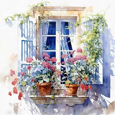 Decoupage Paper Napkins - Outdoor/Scenic - Mediterranean Windows

Transform your crafts with this charming decoupage paper napkin featuring a picturesque Mediterranean window scene. The design showcases an open window framed by blue shutters, flowing white curtains, and vibrant terracotta pots brimming with blooming red geraniums and cascading ivy. Perfect for creating a serene and romantic ambiance in your projects.
