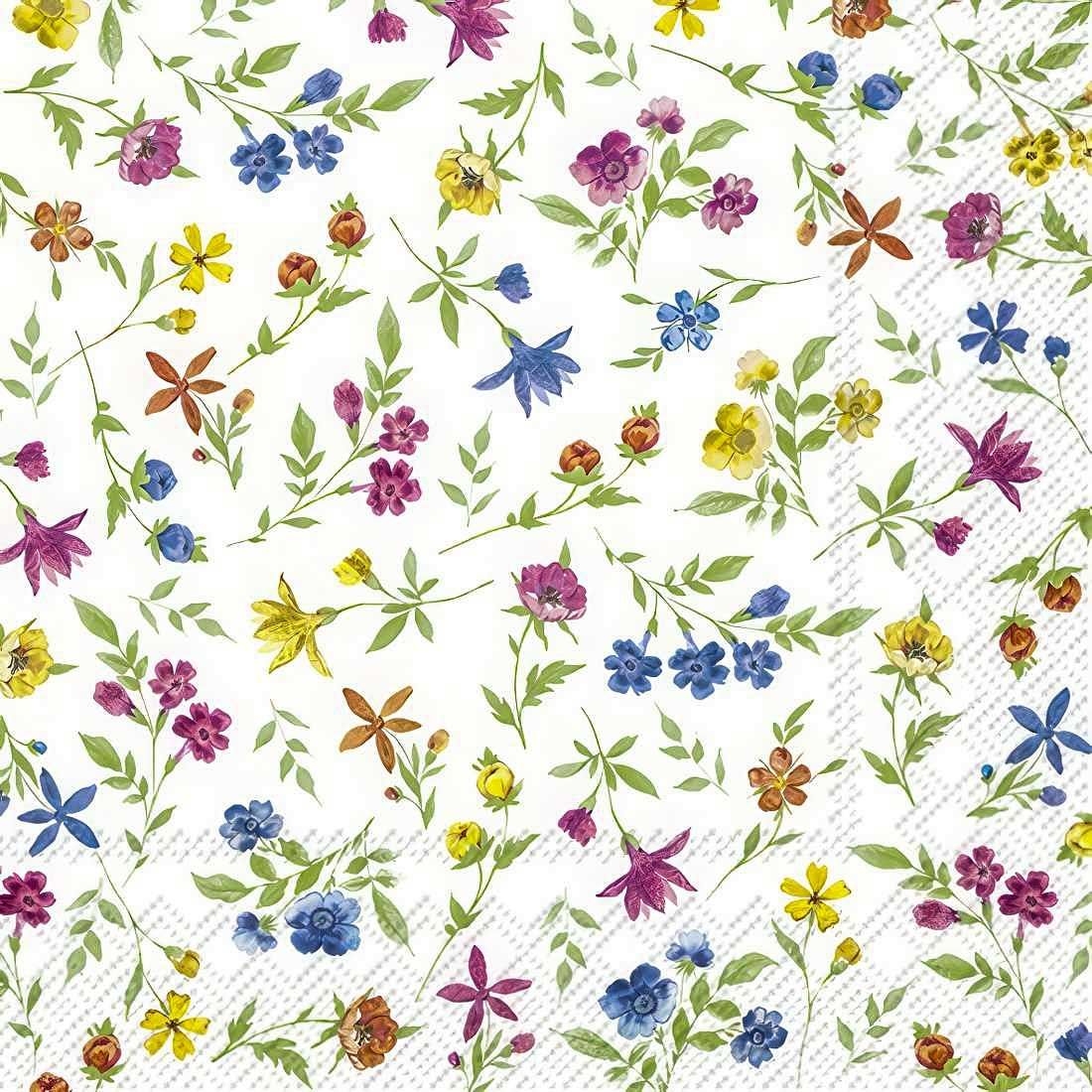 Decoupage Paper Napkins - Floral - Happy Flowers Blue Yellow

This decoupage paper napkin features a cheerful and vibrant floral pattern, showcasing an assortment of colorful flowers in shades of pink, yellow, blue, and orange, with fresh green leaves on a crisp white background. Perfect for spring or summer-themed crafts or decorative projects, this design brings a lively and refreshing touch to any occasion.

