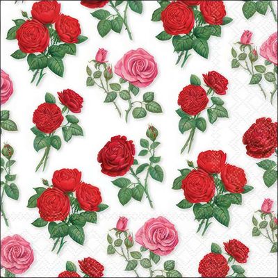 Decoupage Paper Napkins - Floral - Hailey White

Add a touch of vintage charm to your crafts with this beautifully designed decoupage napkin. Featuring vibrant red and soft pink roses with lush green foliage, set against a crisp white background, this napkin is perfect for decoupage, scrapbooking, and DIY projects. The intricate floral design brings a romantic and classic aesthetic, ideal for decorating trays, wooden boxes, glassware, and more. Transform everyday items into stunning floral masterpieces with this high-quality paper napkin!
