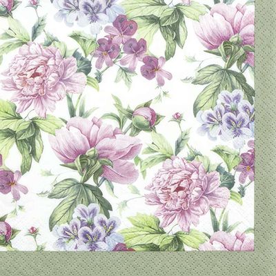 Decoupage Paper Napkins - Floral - Botanical Romance

This elegant decoupage paper napkin features a lush floral design with delicate pink peonies, soft lilac blossoms, and vibrant green foliage, all beautifully illustrated in a classic botanical style. The intricate details and gentle pastel hues create a romantic and timeless aesthetic, enhanced by a subtle sage-green border. Perfect for crafting, scrapbooking, and decorating special occasions, this napkin brings a touch of vintage charm and floral sophistication to any project.

