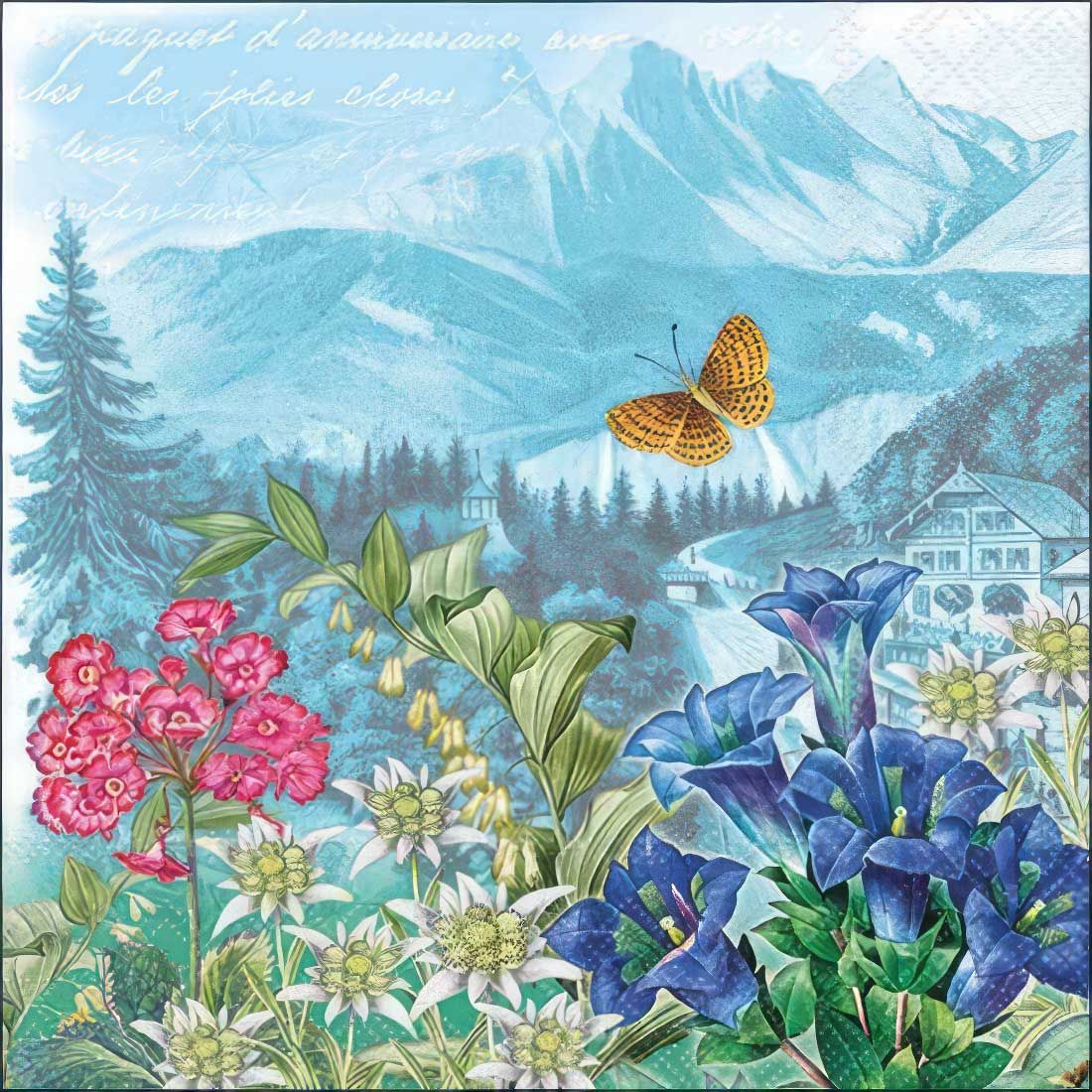 Decoupage Paper Napkins - Outdoor/Scenic - Mountain Flowers