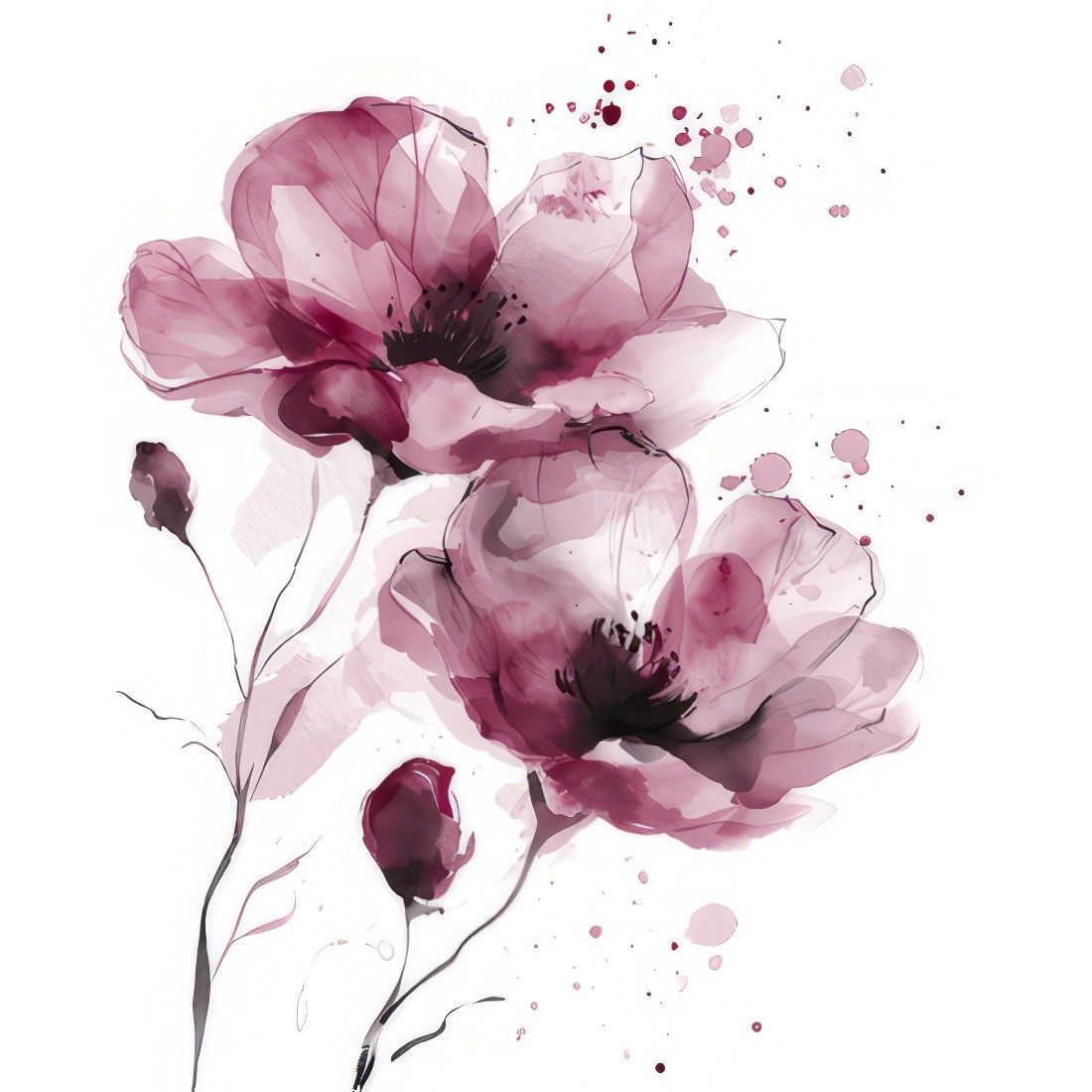 Decoupage Paper Napkins - Floral - Fiori Delicati Burgundy