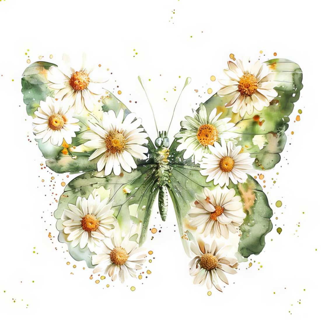 Decoupage Paper Napkins - Butterflies - Papillon &amp; Marguerites

Celebrate the harmony of nature with the Papillon &amp; Marguerites decoupage napkin. This elegant design features a striking green butterfly delicately formed from blooming white daisies (marguerites), blending floral charm with ethereal beauty. Set against a clean white background with soft watercolor splashes, it brings a fresh, serene feel, ideal for spring, summer, botanical, or nature-inspired craft projects.
