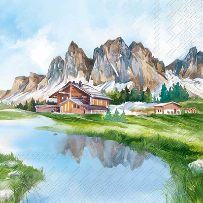 Decoupage Paper Napkins - Outdoor/Scenic - Mountain Valley Blue (1 Sheet)