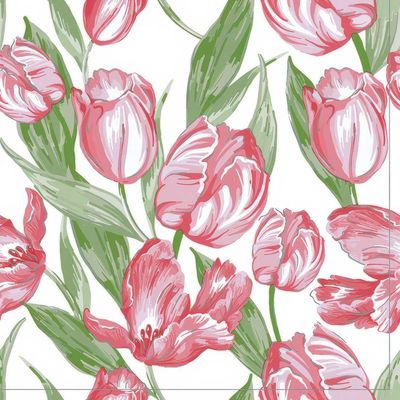 Decoupage Paper Napkins - Floral - Pink Tulips Wallpaper (1 Sheet)