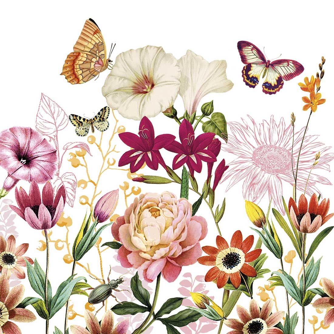 Decoupage Paper Napkins - Floral - Illusion (1 Sheet)