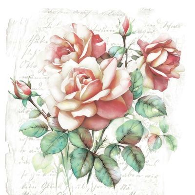 Decoupage Paper Napkins - Floral - Subtle Classic Roses (1 Sheet)