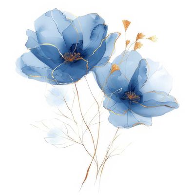Decoupage Paper Napkins - Floral - Elegant Blue Flowers (1 Sheet)