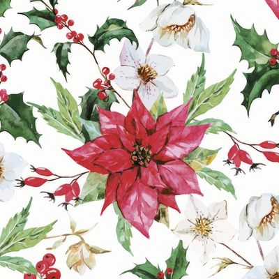 Decoupage Paper Napkins - Floral - Watercolour Poinsettia (1 Sheet)