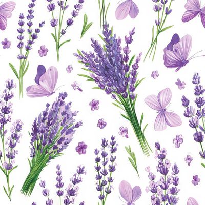 Decoupage Paper Napkins - Floral - Lavender With Violet Butterflies (1 Sheet)