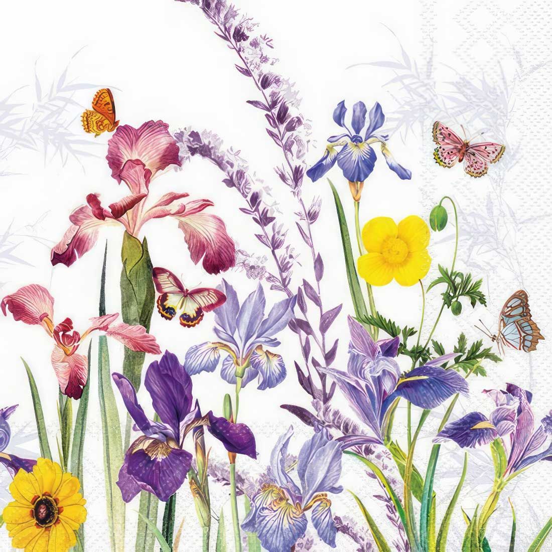Decoupage Paper Napkins - Floral - Iris Garden (1 Sheet)