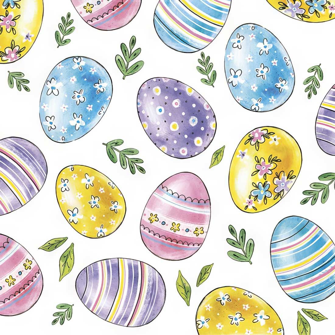 Decoupage Paper Napkins - Pattern - Watercolour Easter Eggs (1 Sheet)