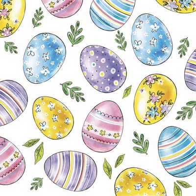 Decoupage Paper Napkins - Pattern - Watercolour Easter Eggs (1 Sheet)