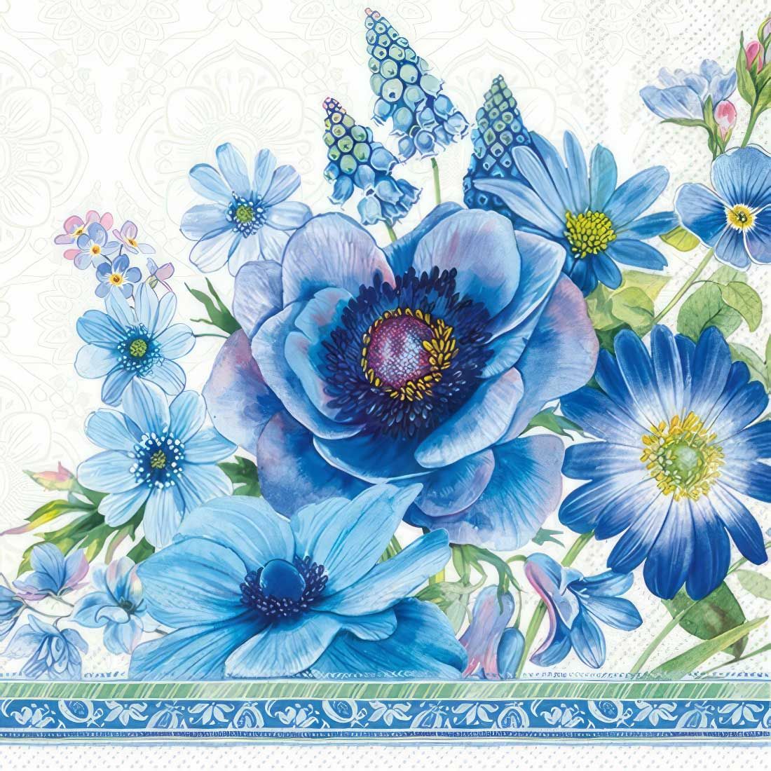 Decoupage Paper Napkins - Floral - Springtime Blues (1 Sheet)