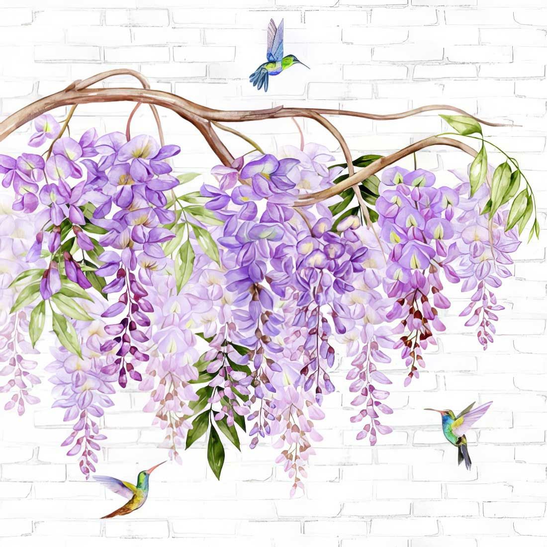 Decoupage Paper Napkins - Floral - Wisteria &amp; Hummingbirds (1 Sheet)