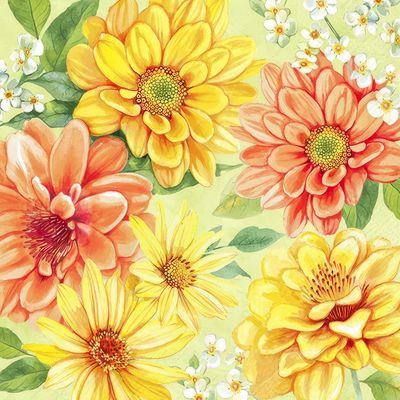Decoupage Paper Napkins - Floral - Hello Sunshine Light Green (1 Sheet)