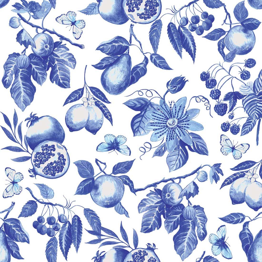 Decoupage Paper Napkins - Food &amp; Drinks - Blue Toile (1 Sheet)