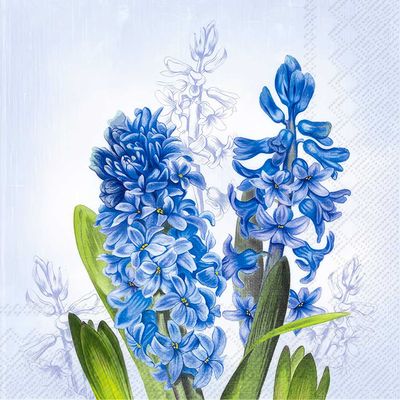 Decoupage Paper Napkins - Floral - Hyacinth Blue (1 Sheet)