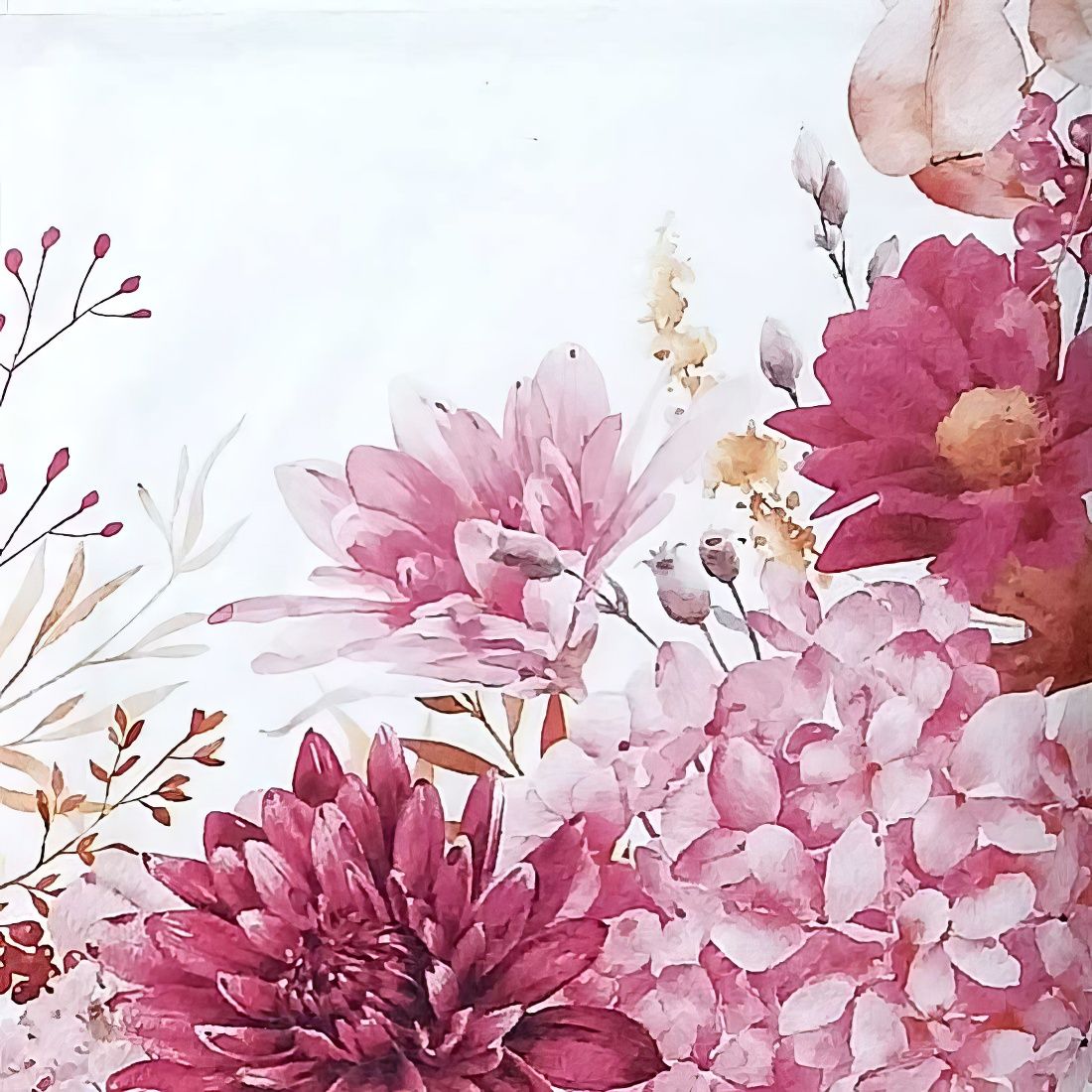 Decoupage Paper Napkins - Floral - Orla De Crisantemos (1 Sheet)