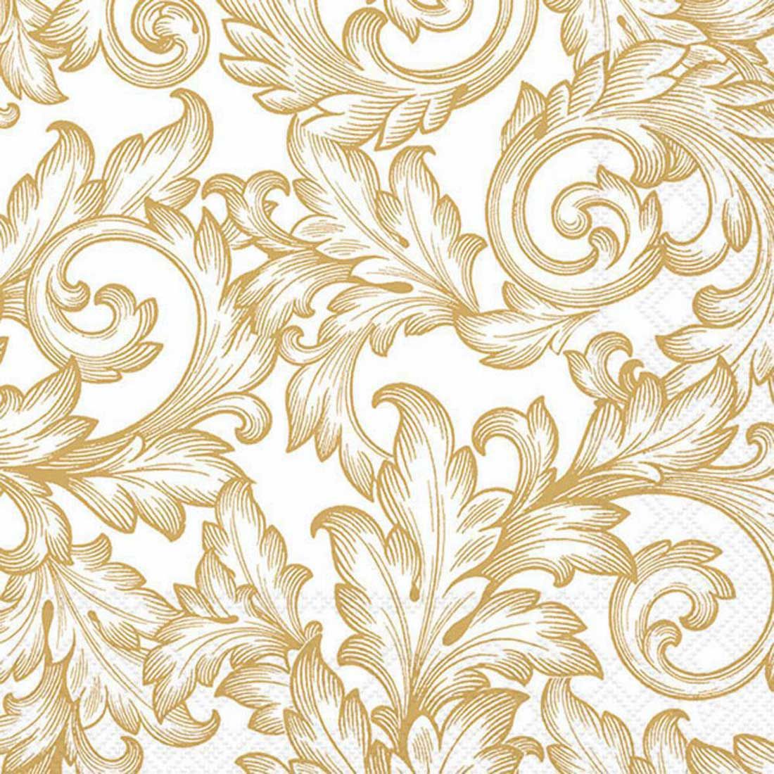 Decoupage Paper Napkins - Pattern - Baroque Gold/White (1 Sheet)