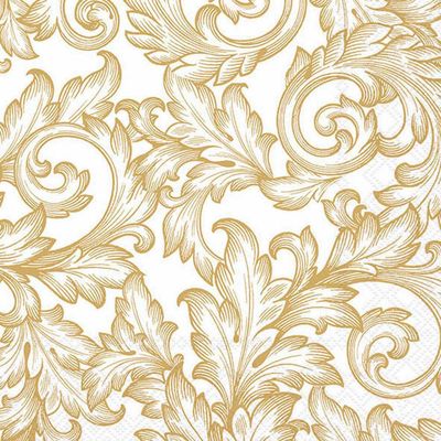 Decoupage Paper Napkins - Pattern - Baroque Gold/White (1 Sheet)