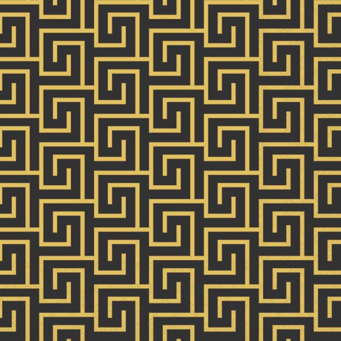Decoupage Paper Napkins - Pattern - Greek key Black/Gold (1 Sheet)