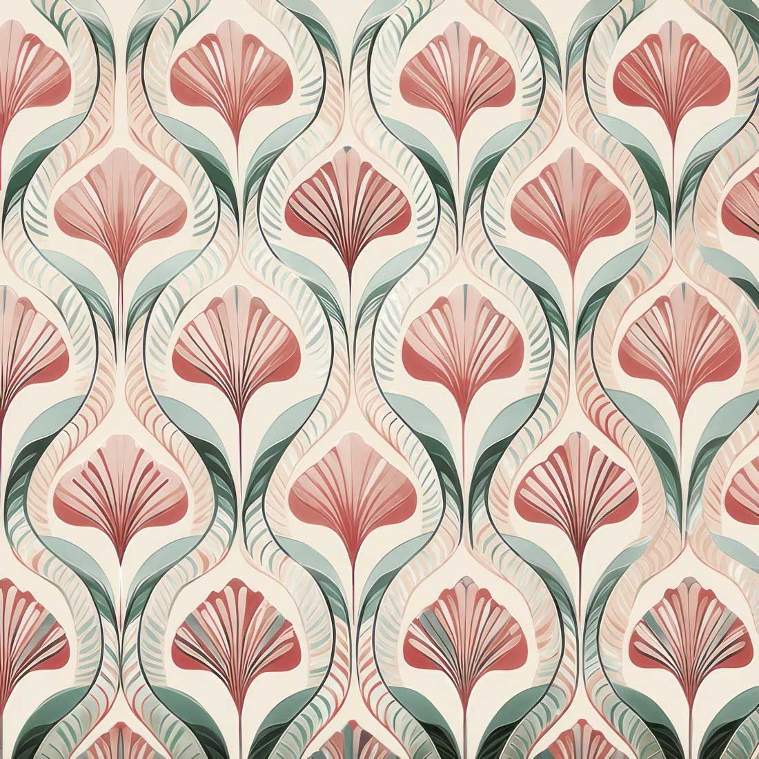 Decoupage Paper Napkins - Pattern - Flora Coral Leaves Pattern (1 Sheet)