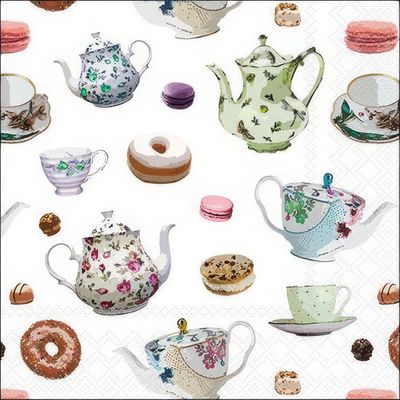 Decoupage Paper Napkins - Food &amp; Drinks -Classic Tea Pots (1 Sheet)