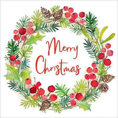 Decoupage Paper Napkins - Christmas/Xmas - Aquarellkranz (1 Sheet)